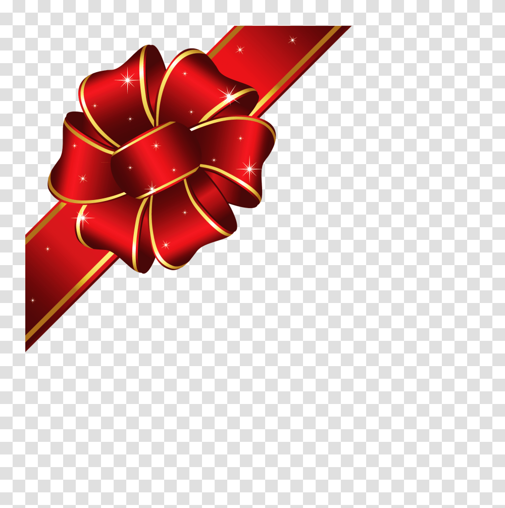 Download Hd Gift Red Ribbon Image Corner Christmas Ribbon, Hand, Dynamite, Bomb, Weapon Transparent Png