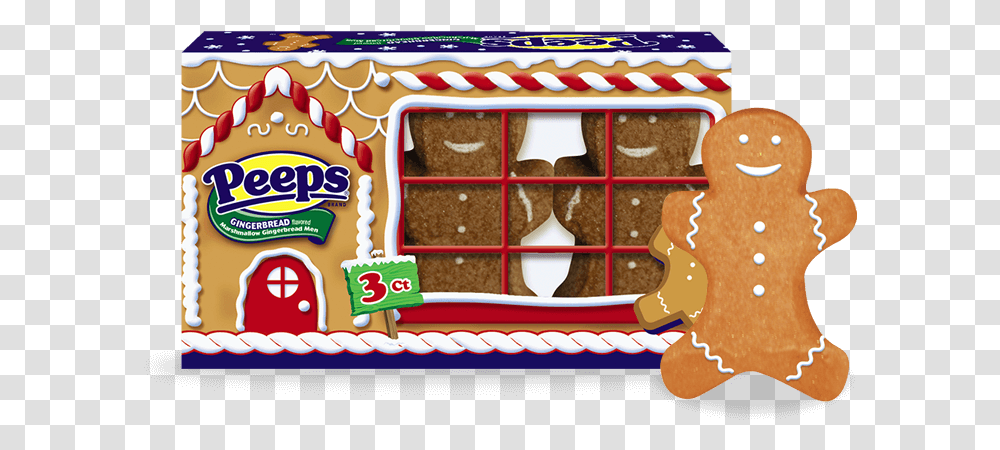 Download Hd Gingerbread Flavored Marshmallow Men Peeps Christmas, Cookie, Food, Biscuit, Birthday Cake Transparent Png