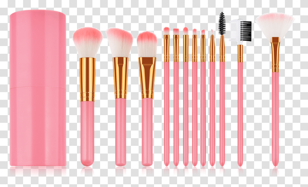 Download Hd Glowii 12pcs Pink Makeup Pink Makeup Brushes, Tool, Toothbrush, Cosmetics Transparent Png