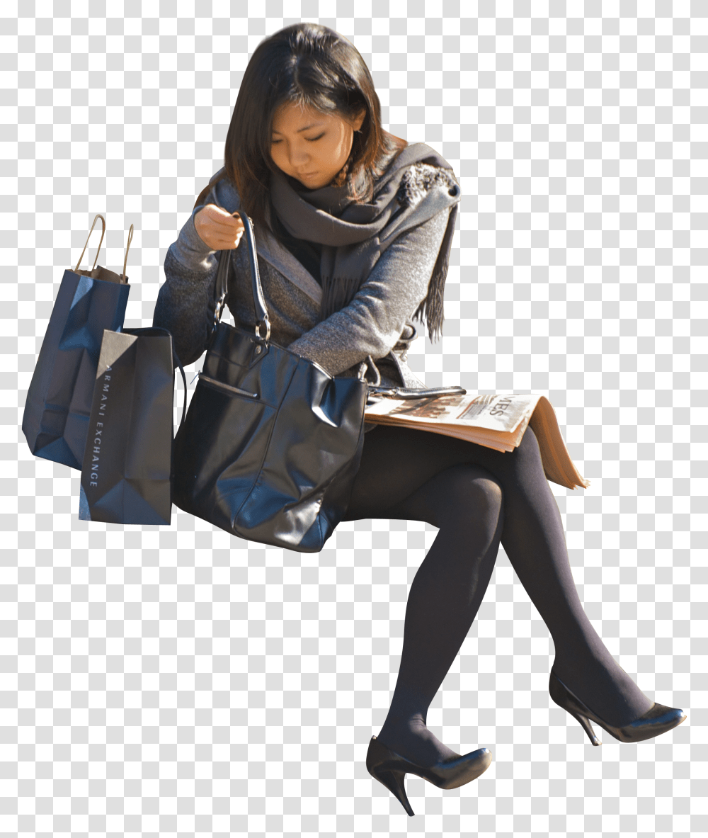 Download Hd Go To Image Asian People Sitting Asian Girl Sitting, Clothing, Apparel, Handbag, Accessories Transparent Png