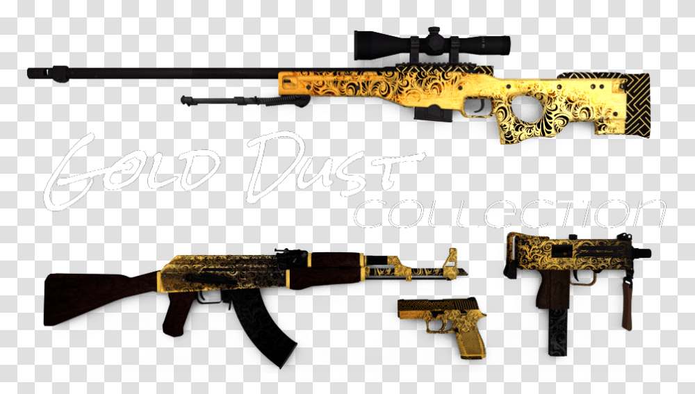 Download Hd Gold Ak47 Ak 47 Synthetic Stock, Weapon, Weaponry, Gun, Leisure Activities Transparent Png
