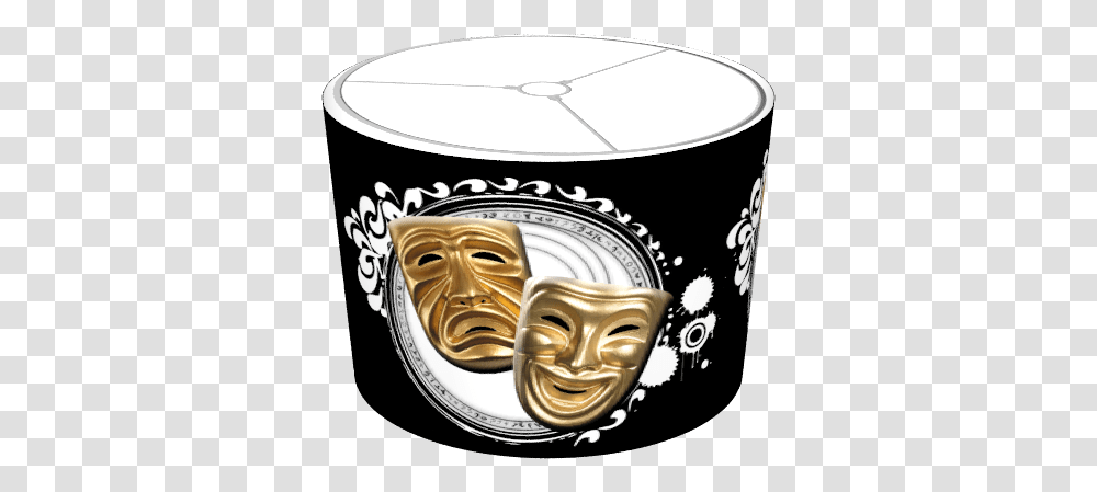 Download Hd Gold Drama Masks Lampshade Coffee Cup Comedy Mask, Crowd, Carnival, Locket, Pendant Transparent Png