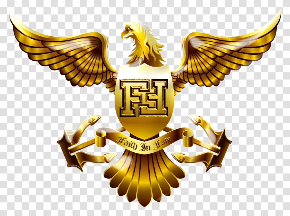 Download Hd Gold Eagle Shield Logo Gold Eagle Shield Gold Eagle Logo, Emblem, Symbol, Animal, Mammal Transparent Png