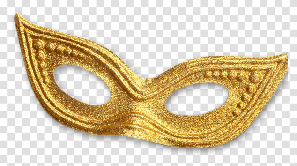 Download Hd Gold Mardi Gras Mask Gold Carnival Mask, Tool, Bronze Transparent Png