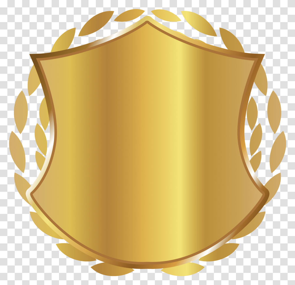 Download Hd Gold Shield Gold Badge Background, Lamp, Scroll, Bag, Sack Transparent Png