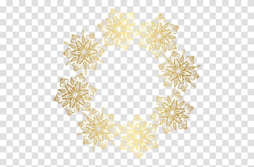 Download Hd Gold Snowflakes Border Gold Snowflake Border, Rug, Lace, Pattern Transparent Png