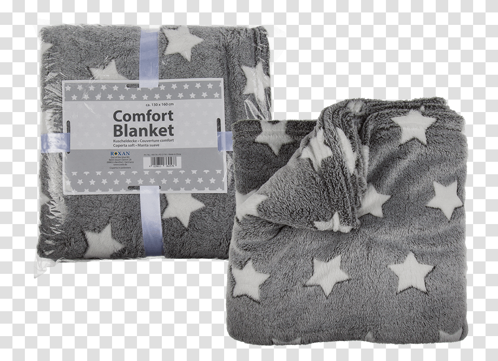 Download Hd Grey And White Star Blanket Blanket, Pillow, Cushion, Text, Cat Transparent Png