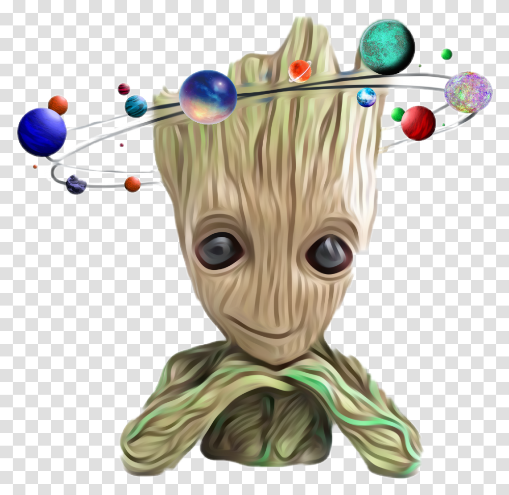 Download Hd Groot Marvel Comics Space Galaxy Stars Baby Groot, Alien, Graphics, Art, Person Transparent Png
