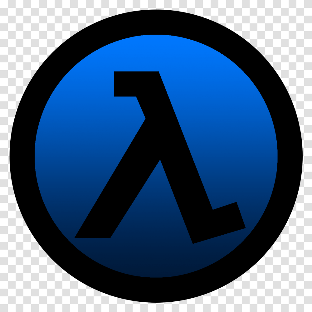 Download Hd Half Life Overhaul Blue Half Life Logo Circle, Symbol, Trademark, Text, Sign Transparent Png