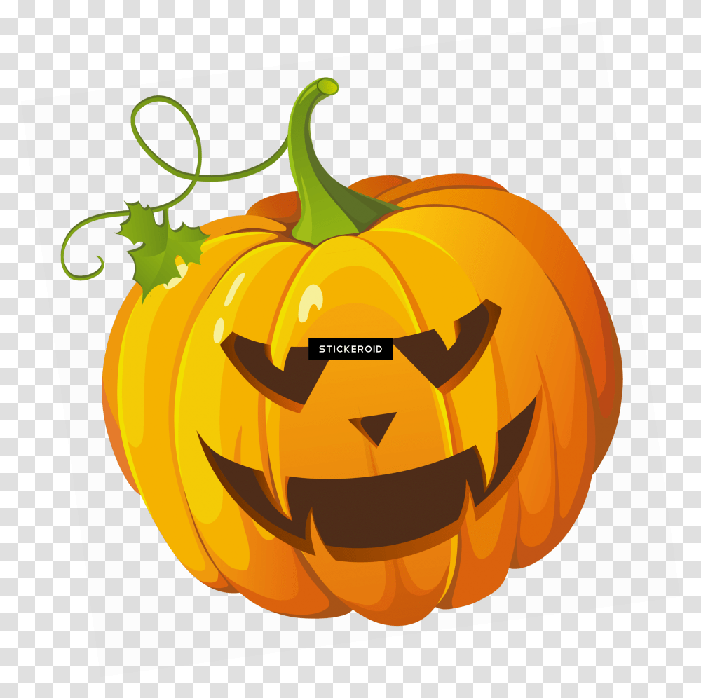 Download Hd Halloween Pumpkin Cartoon Halloween Pumpkin Background, Vegetable, Plant, Food,  Transparent Png
