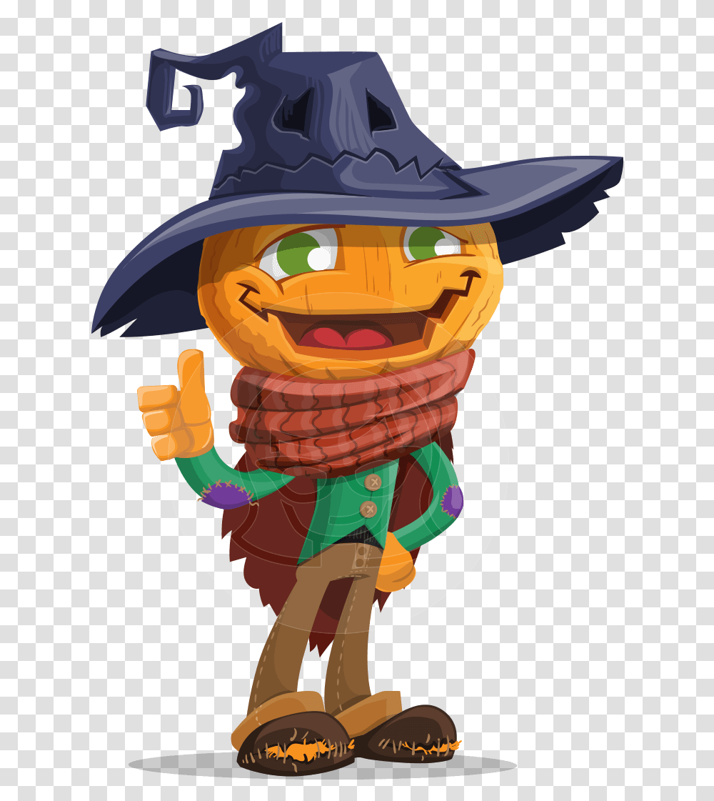Download Hd Halloween Scarecrow Cartoon Vector Character Cartoon Scarecrow, Clothing, Hat, Sombrero, Toy Transparent Png