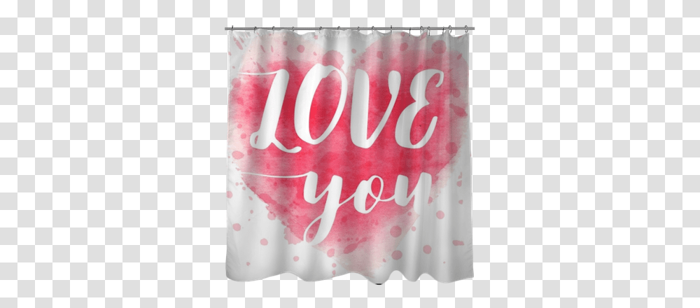Download Hd Hand Drawn Watercolor Heart With Calligraphy Curtain, Birthday Cake, Text, Alphabet, Book Transparent Png