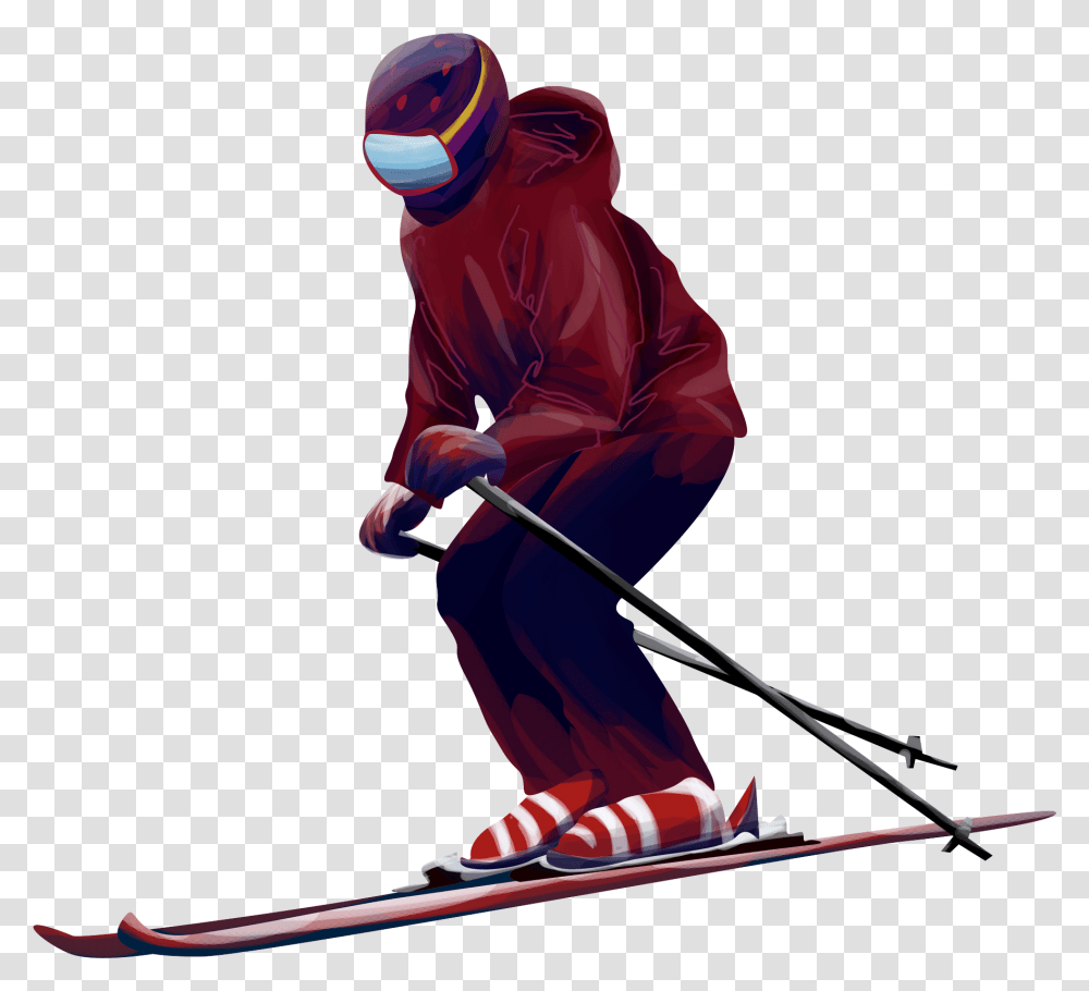 Download Hd Hand Drawn Winter Ski Skier, Skiing, Sport, Snow, Person Transparent Png