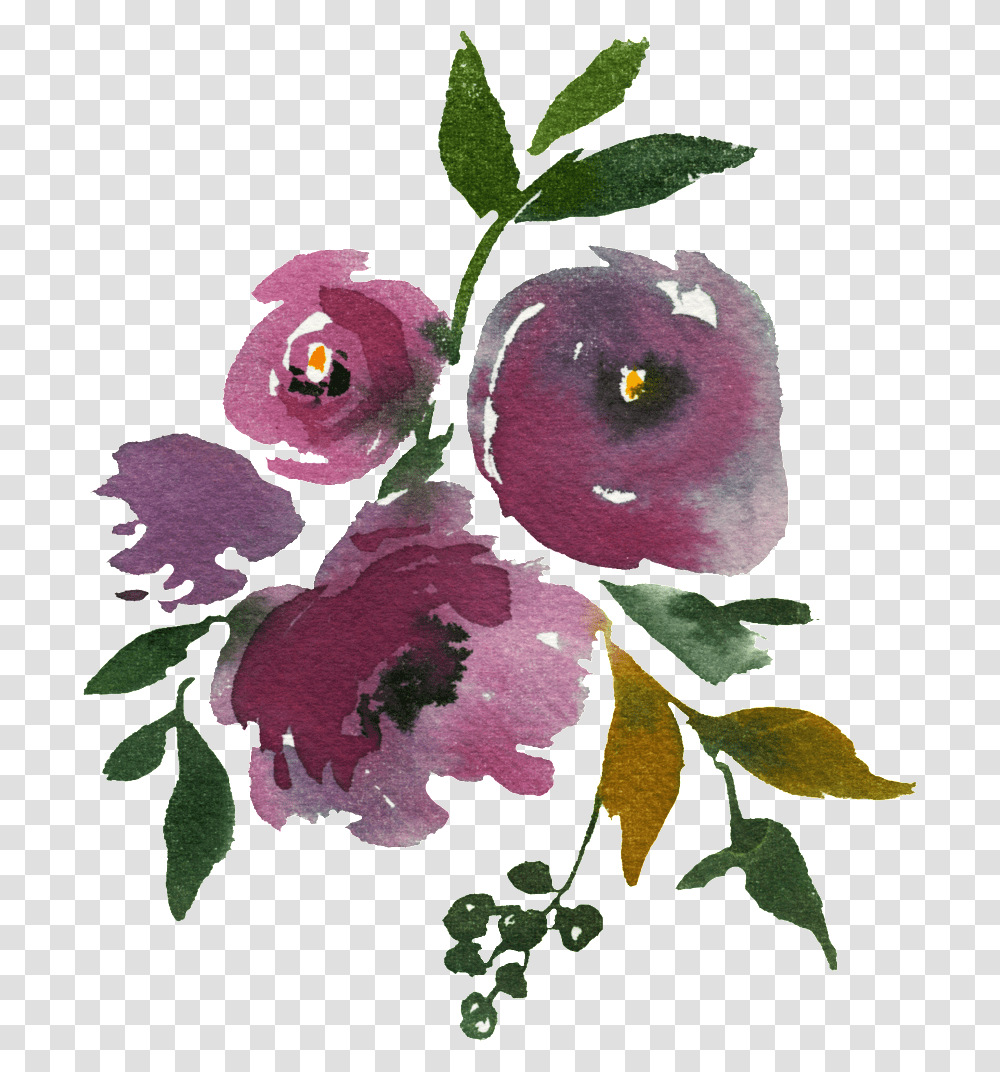 Download Hd Hand Painted Dark Purple Flowers Flower Paintings Dark, Plant, Blossom, Fruit, Food Transparent Png