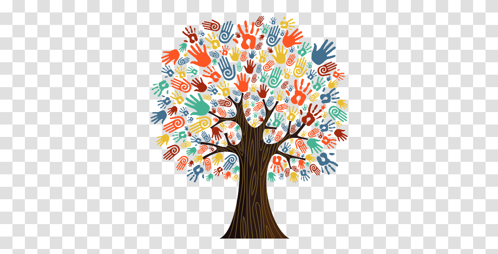 Download Hd Handprint Tree Tree With Hand Prints Family Unity Is Strength, Modern Art, Graphics, Cross, Symbol Transparent Png