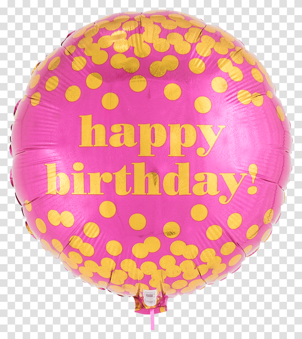 Download Hd Happy Birthday Gold Dots Balloon, Paper, Sweets, Food, Birthday Cake Transparent Png