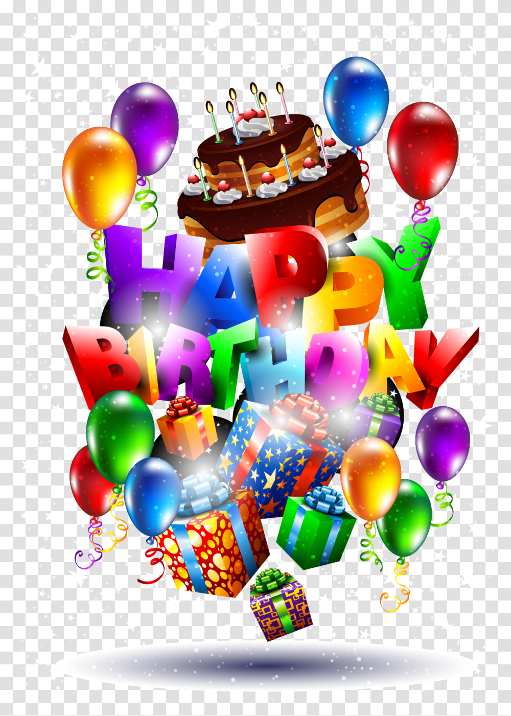 Download Hd Happy Birthday Text 3d Happy Birthday Happy Birthday With Cake, Graphics, Art, Advertisement, Paper Transparent Png