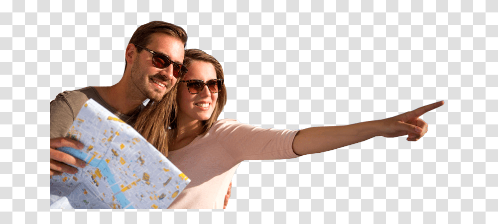 Download Hd Happy Tourist Sightseeing With Map People On Touriste, Face, Person, Sunglasses, Accessories Transparent Png