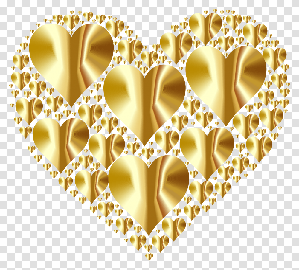 Download Hd Hearts In Heart Rejuvenated 4 No Background Gold Hearts Shape, Chandelier, Lamp, Crown, Jewelry Transparent Png