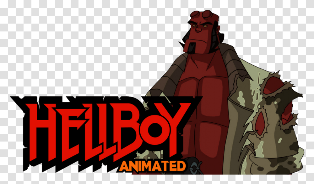 Download Hd Hellboy Animated Image Hellboy Clearart, Poster, Advertisement, Person, Armor Transparent Png
