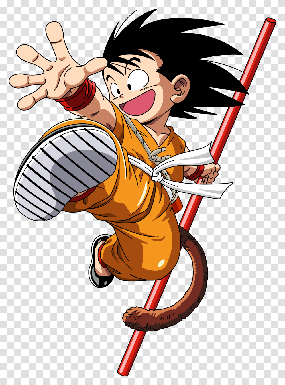 Download Hd High Resolution Thread Dragon Ball Goku With Kid Goku Power Pole, Person, Weapon, Emblem, Symbol Transparent Png