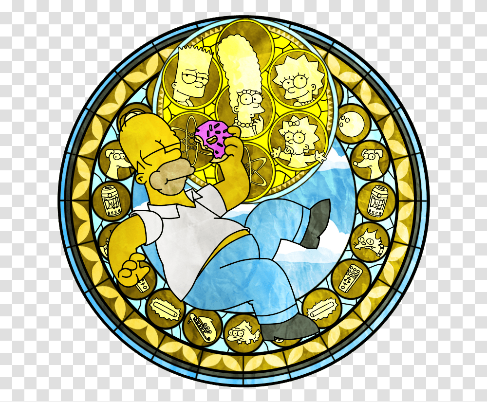 Download Hd Homer Simpson Lisa Moe Szyslak Marge Homer Simpson Kingdom Hearts, Stained Glass, Painting Transparent Png