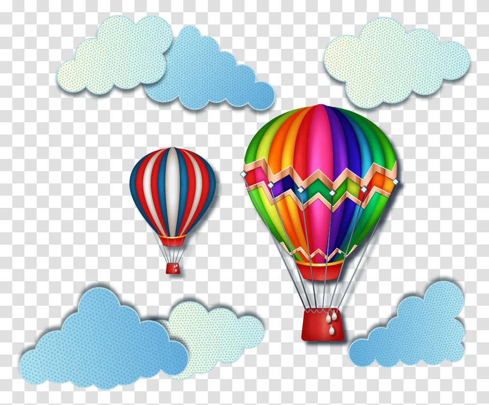 Download Hd Hot Air Balloon Toy Hot Air Balloon With Clouds, Aircraft, Vehicle, Transportation Transparent Png