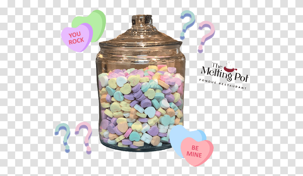 Download Hd How Many Candy Hearts Are In The Jar Heart Many Hearts In A Jar, Sweets, Food, Confectionery, Medication Transparent Png