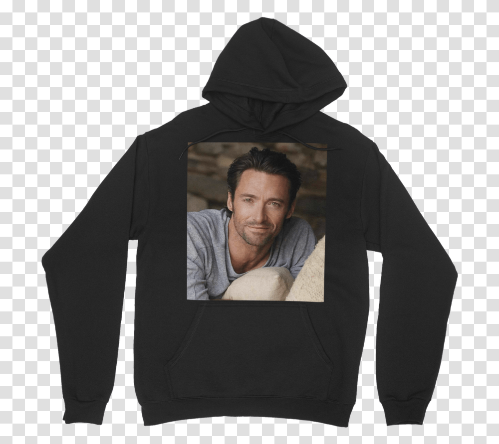Download Hd Hugh Jackman Smiling New York Times Hoodie, Clothing, Apparel, Person, Human Transparent Png