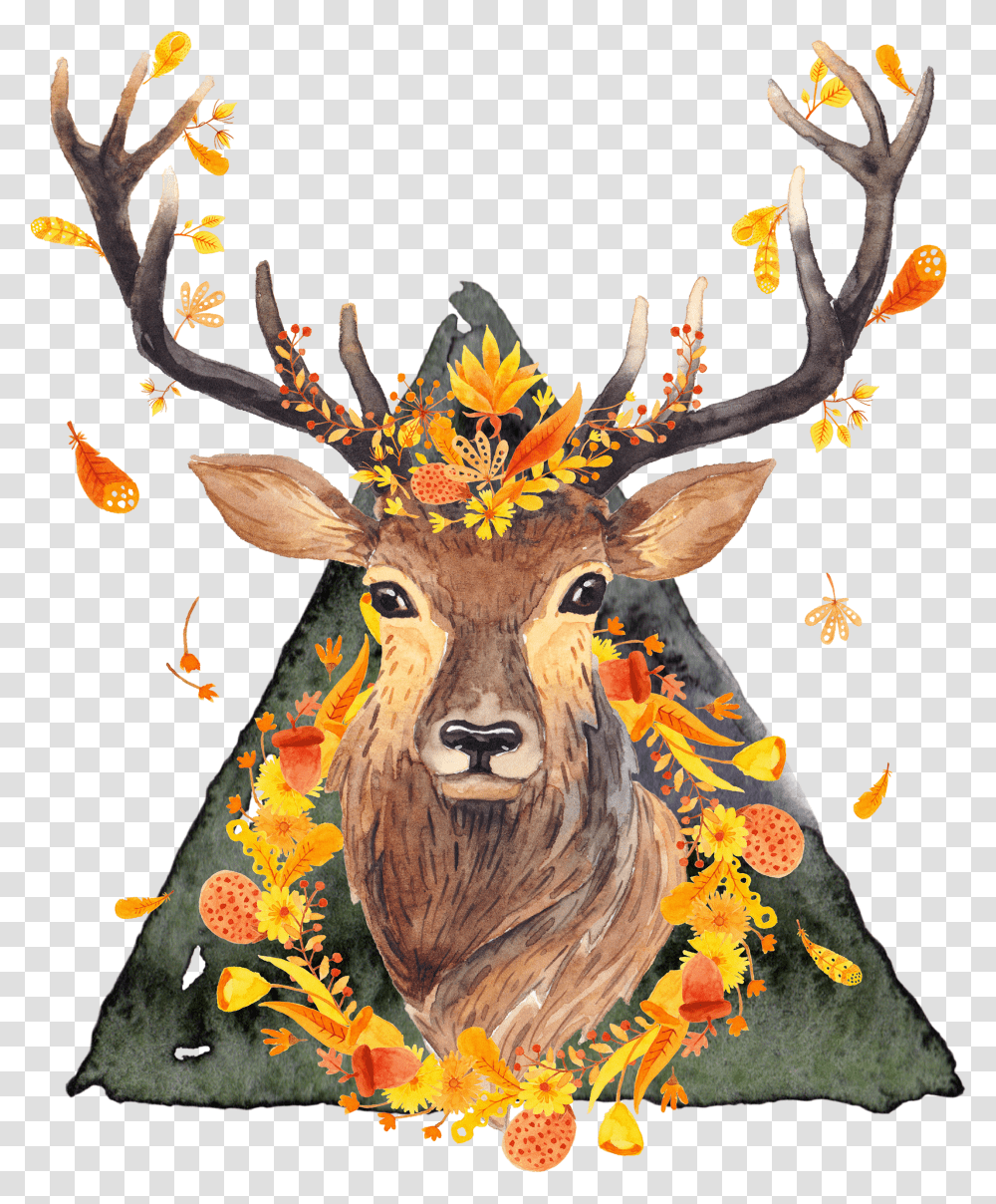 Download Hd I Created This Watercolor Piece Digitally With A Deer With Antlers Painting Transparent Png