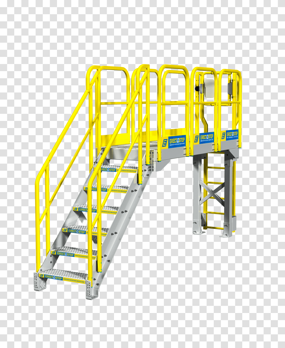 Download Hd Industrial Catwalk Stair Catwalk Stairs, Handrail, Banister, Construction Crane, Play Area Transparent Png