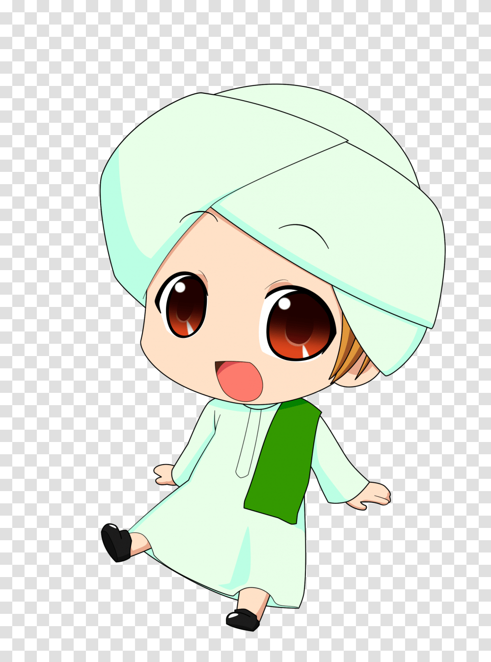 Download Hd Islam Drawing Cute Anime Chibi Muslim Muslim Cute, Helmet, Clothing, Female, Girl Transparent Png