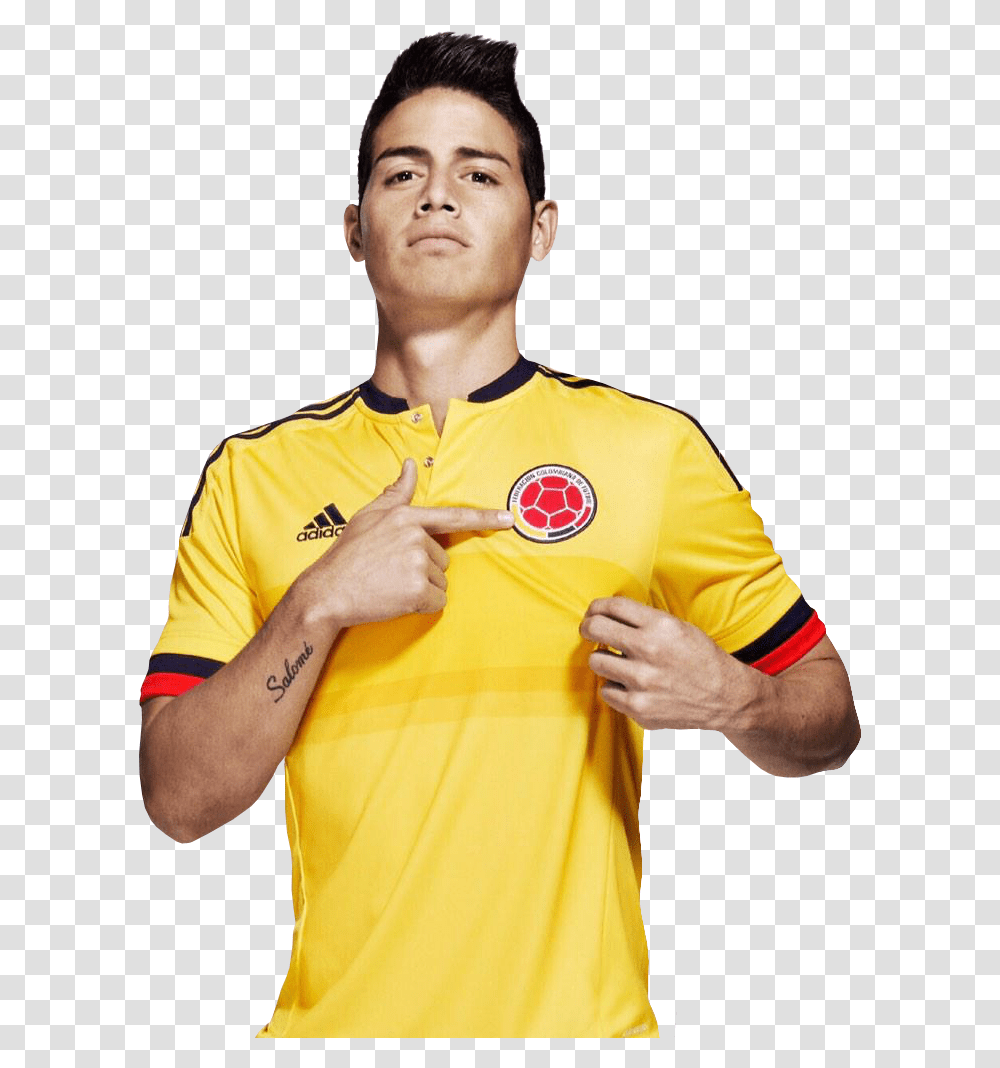 Download Hd James Rodrguez Colombia Football Shirt 15 16 James Rodrguez Seleccion Colombia, Clothing, Sphere, Person, Sleeve Transparent Png