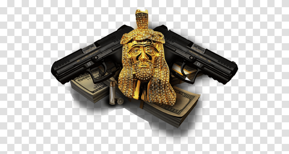 Download Hd Jesus Sticker Brand Iced Out Gold Finsh Jesus Mix Tape En, Handgun, Weapon, Weaponry, Building Transparent Png