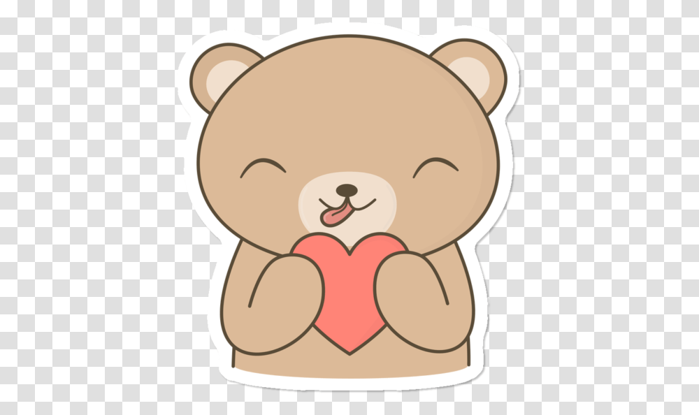 Download Hd Kawaii Cute Brown Bear With A Heart Kawaii Cute Kawaii Bear, Teddy Bear, Toy, Plush Transparent Png