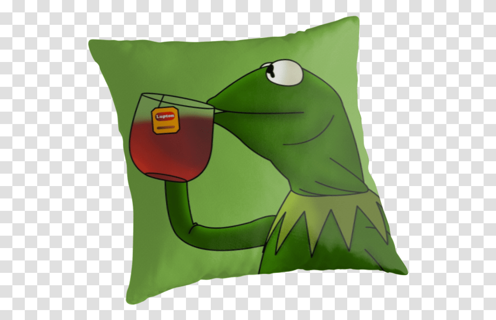 Download Hd Kermit Sipping Tea Redesign Cartoon, Pillow, Cushion, Animal Transparent Png