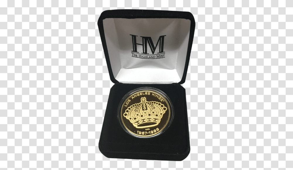 Download Hd La Kings 50th Anniversary Queens Crown Gold Coin, Bottle, Wristwatch, Cosmetics, Symbol Transparent Png