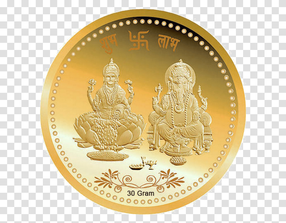 Download Hd Lakshmi Gold Coin Photo Lakshmi Ganesh 10 Gram Gold Coin Price, Money, Person, Human, Dime Transparent Png