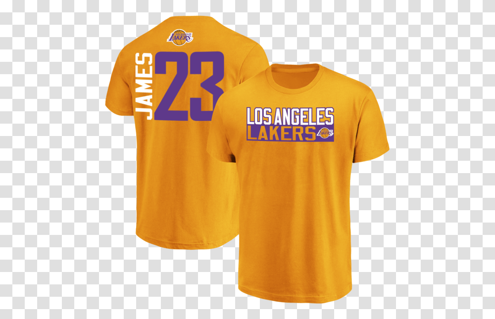 Download Hd Lebron James Los Angeles Lakers Majestic Gold Los Angeles Lakers T Shirt, Clothing, Apparel, Jersey, Person Transparent Png