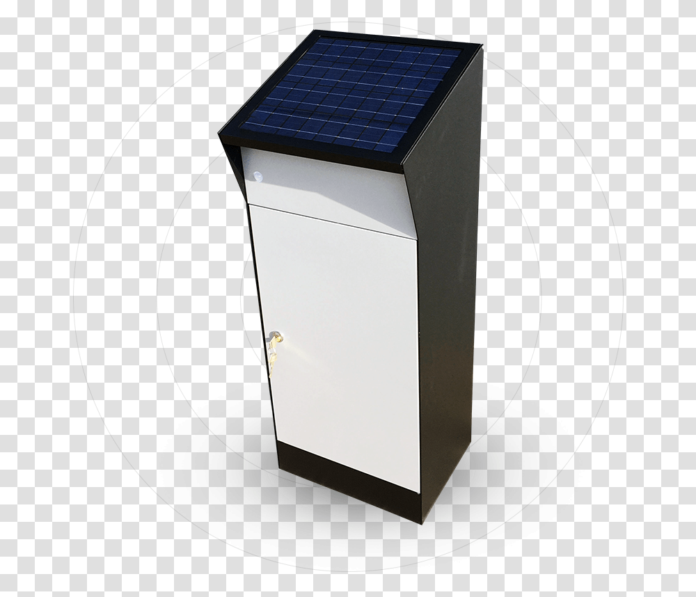 Download Hd Letter Box With Solar Powered Lighting Solar Solar Dish, Mailbox, Letterbox, Trash Can, Solar Panels Transparent Png