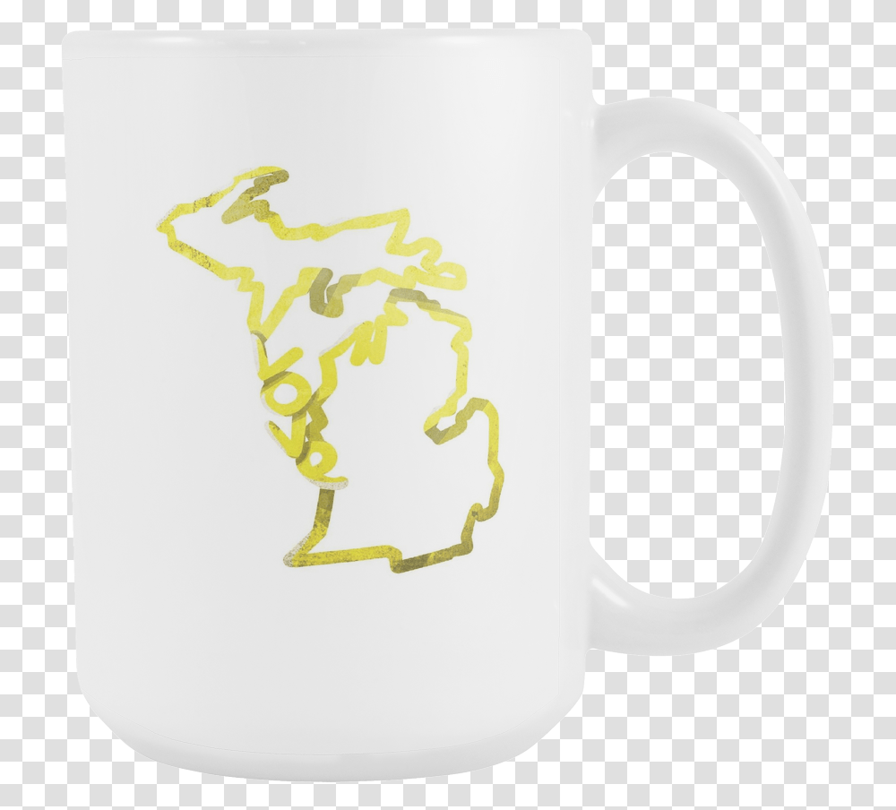 Download Hd Love Michigan State Flag Mug, Coffee Cup, Glass, Beverage, Drink Transparent Png