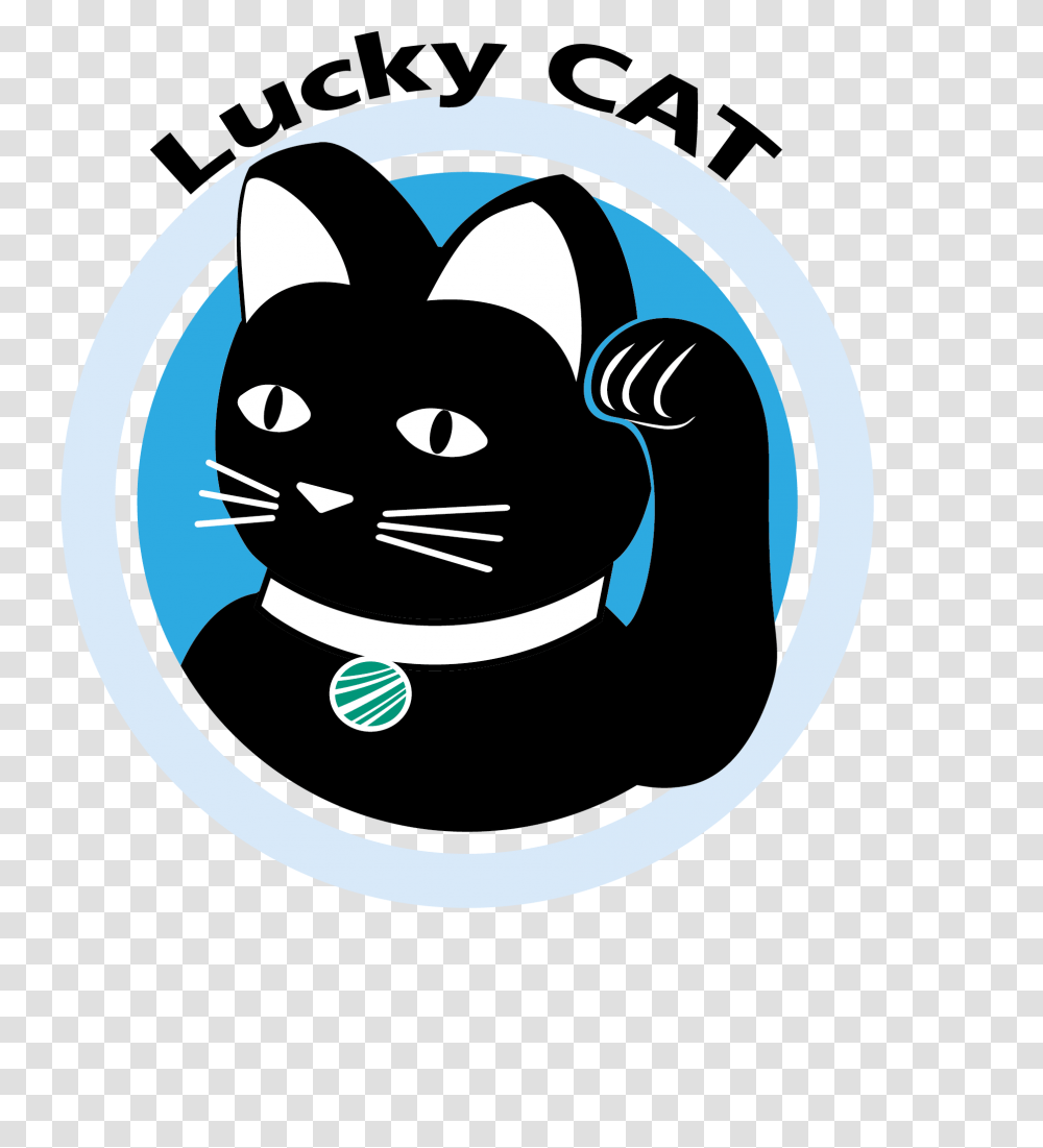 Download Hd Lucky Cat Logo Lucky Black Cat Logo, Label, Text, Mammal, Animal Transparent Png