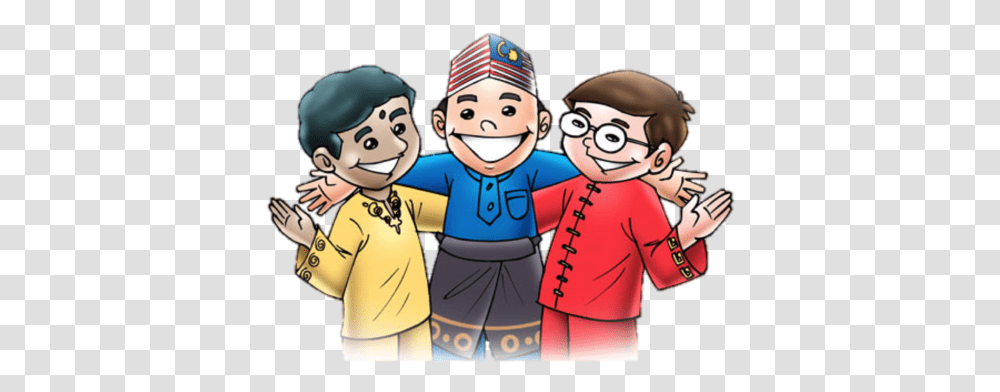 Download Hd Malaysia People Malay Chinese Indian Gambar Kartun 1 Malaysia, Person, Crowd, Hug, Video Gaming Transparent Png