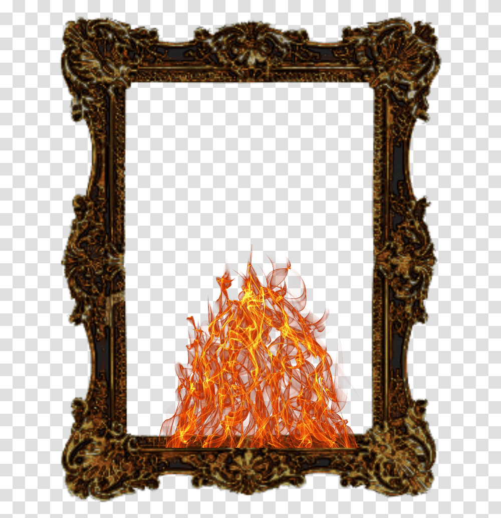 Download Hd Mq Fire Flames Frame Frames Border Borders Borders Flames Fire Frame Gif, Furniture, Fireplace, Indoors, Bonfire Transparent Png