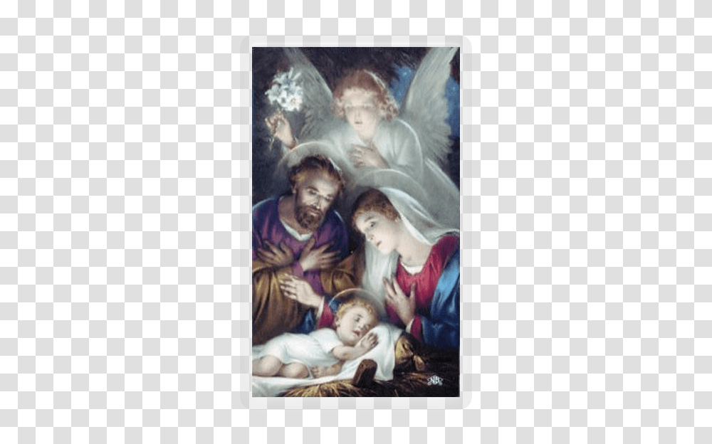 Download Hd Nativity Scene Holy Family At Christmas Family Christmas Dinner Prayer, Person, Human, Art, Painting Transparent Png