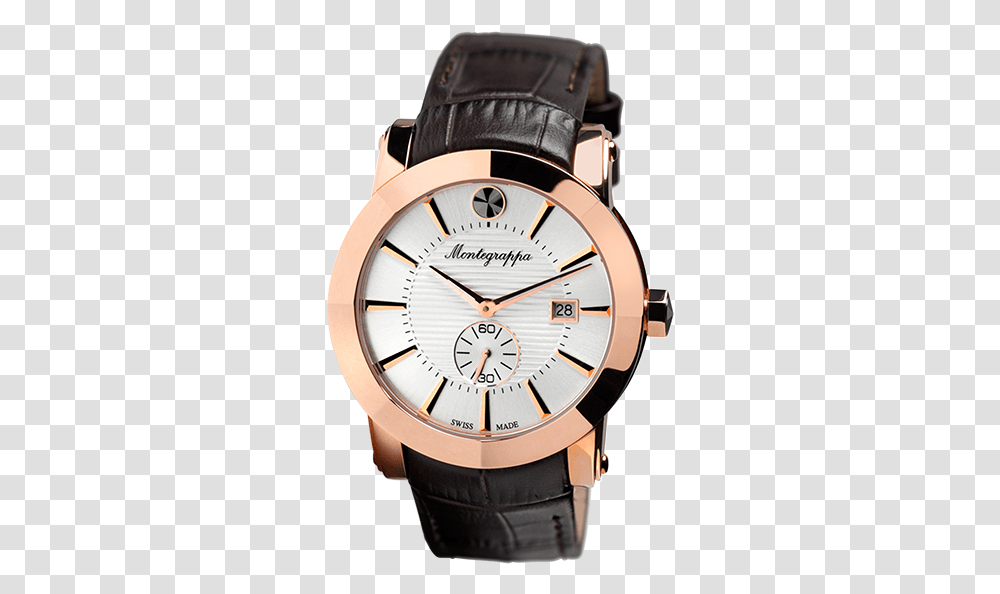 Download Hd Nerouno Three Hands Watch Rose Gold Pvd Silver Analog Watch Transparent Png