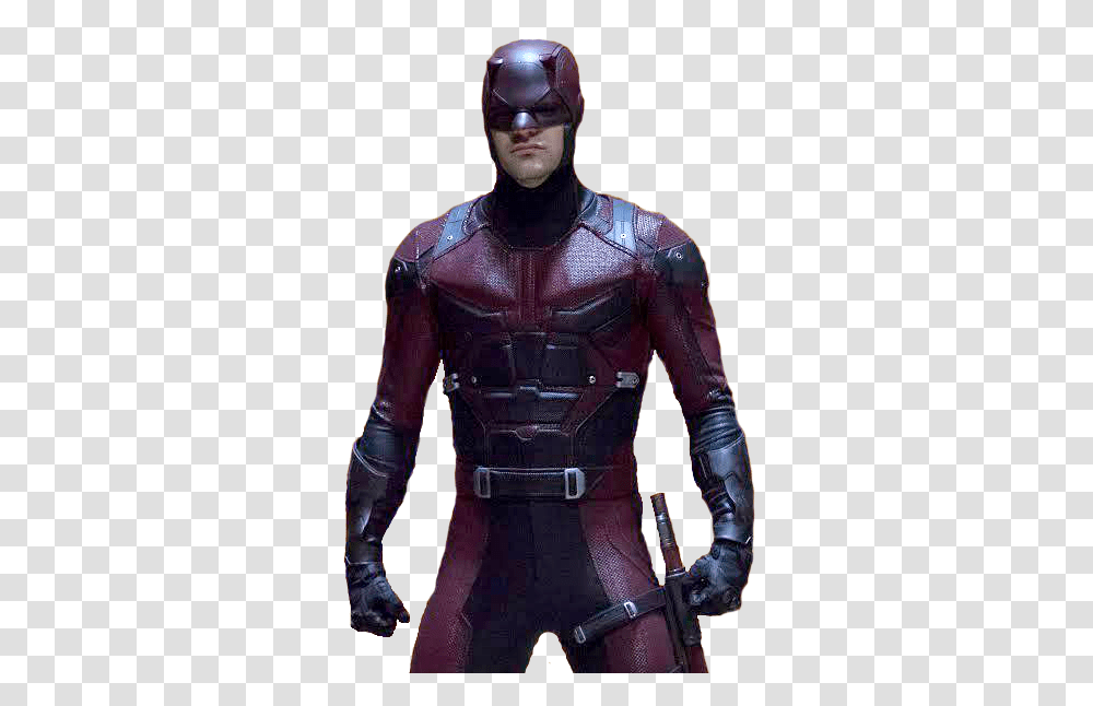 Download Hd Netflix Daredevil Daredevil Season 2 Costume, Person, Clothing, Helmet, Coat Transparent Png