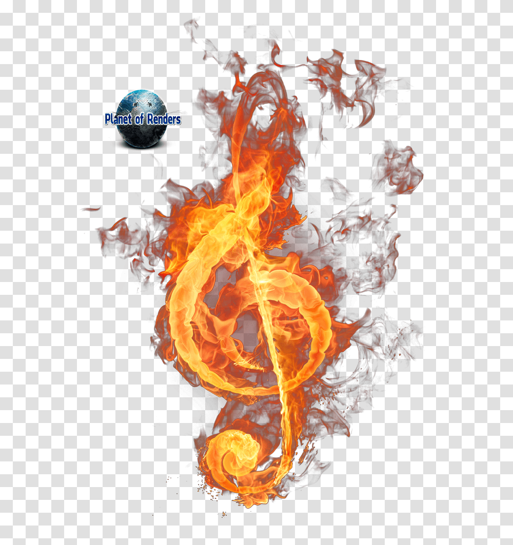 Download Hd Nota Musical Em Chamas Fire Music Symbols Fire Music, Flame, Bonfire, Helmet, Clothing Transparent Png