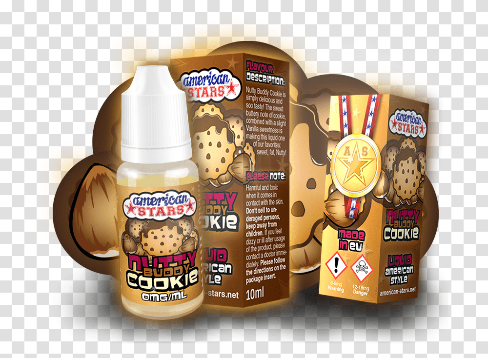 Download Hd Nutty Buddy Cookie American Stars E Liquid, Food, Text, Label, Snack Transparent Png