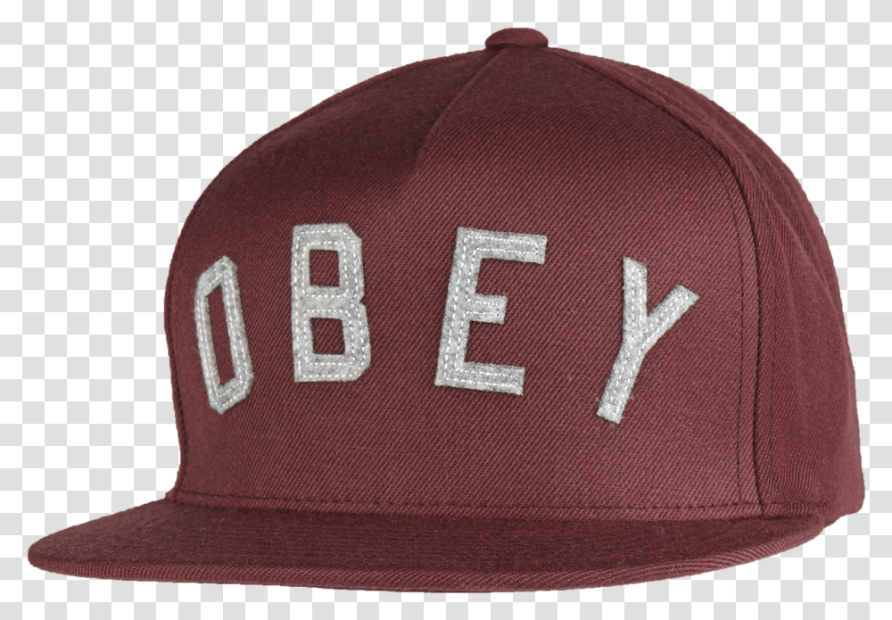 Download Hd Obey Snapback Cap Mit Logo Applikation In Rot Baseball Cap, Clothing, Apparel, Hat Transparent Png